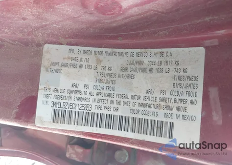 2016 Scion Ia from USA, damaged, VIN 3MYDLBZV6GY126853